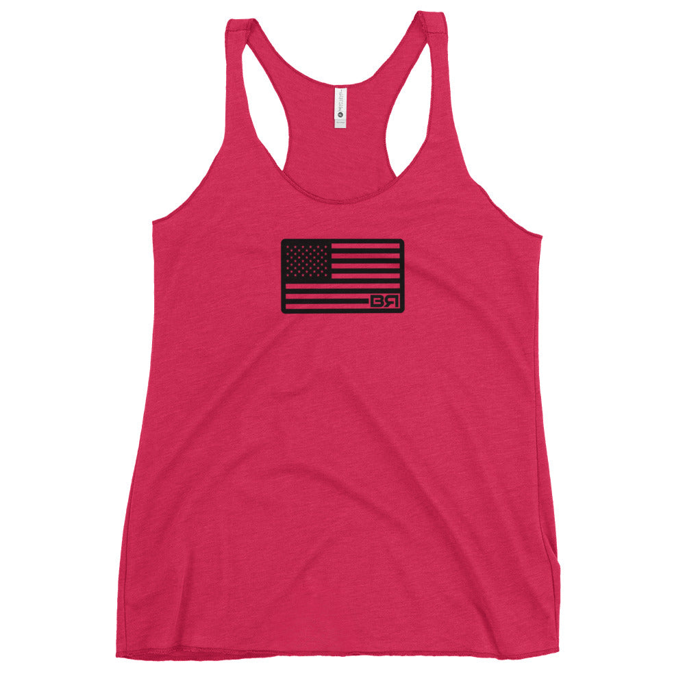 BR USA Flag (black) Women's Racerback Tank