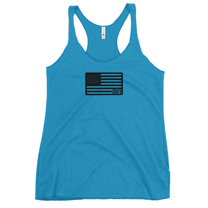 BR USA Flag (black) Women's Racerback Tank