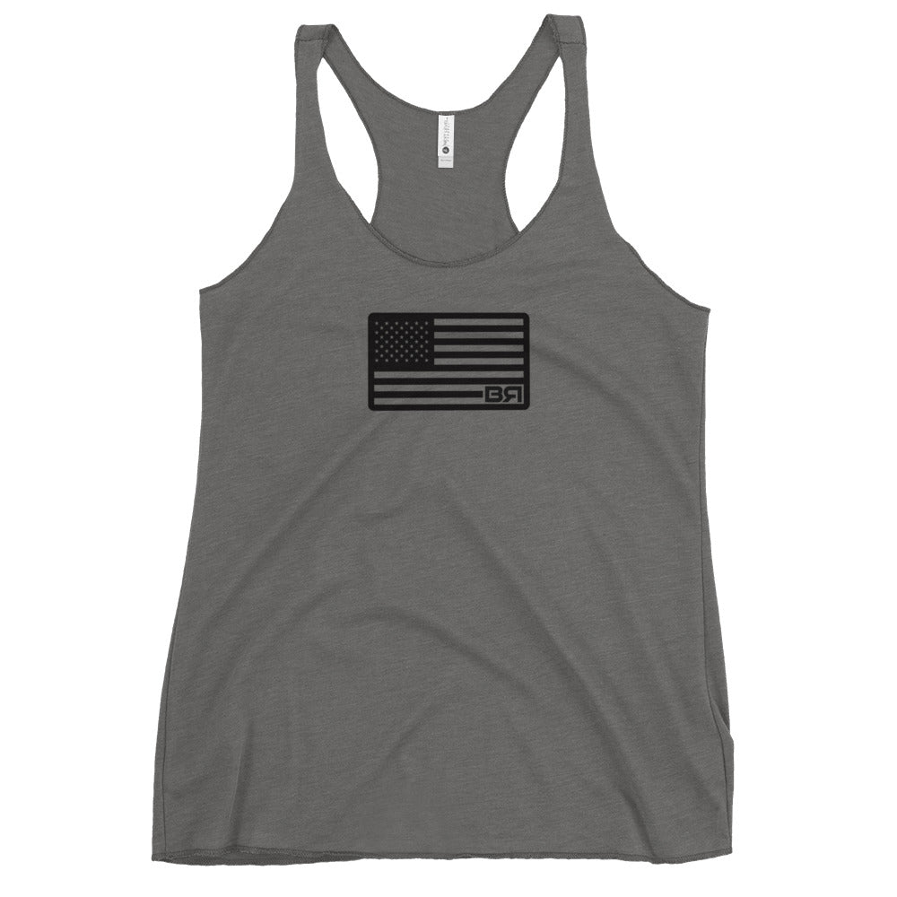 BR USA Flag (black) Women's Racerback Tank