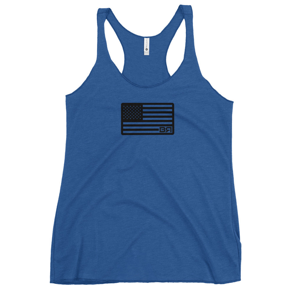 BR USA Flag (black) Women's Racerback Tank